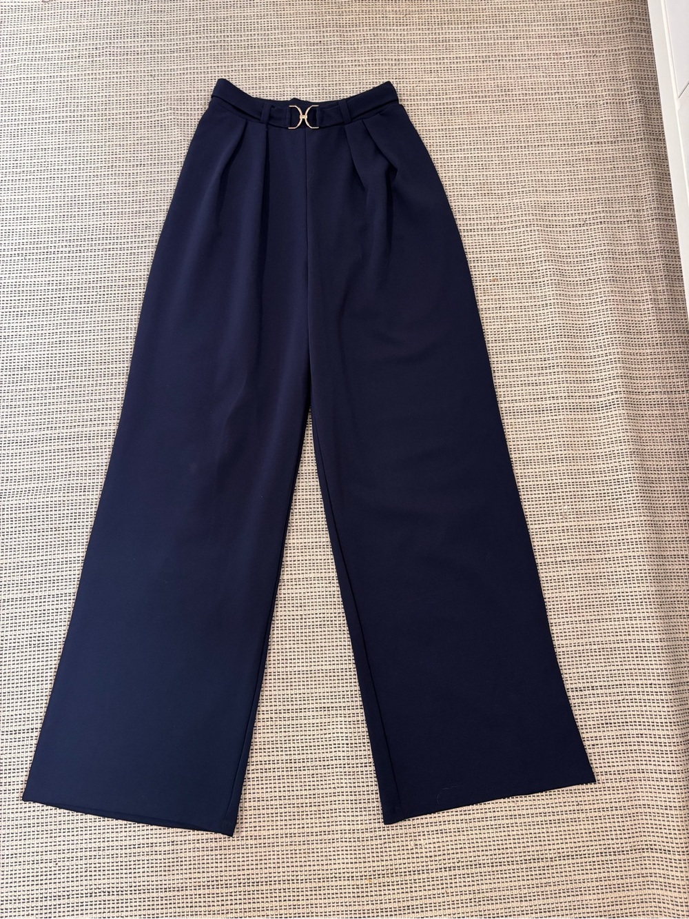 H&M Navy Wide-Leg Trousers with Ring Belt